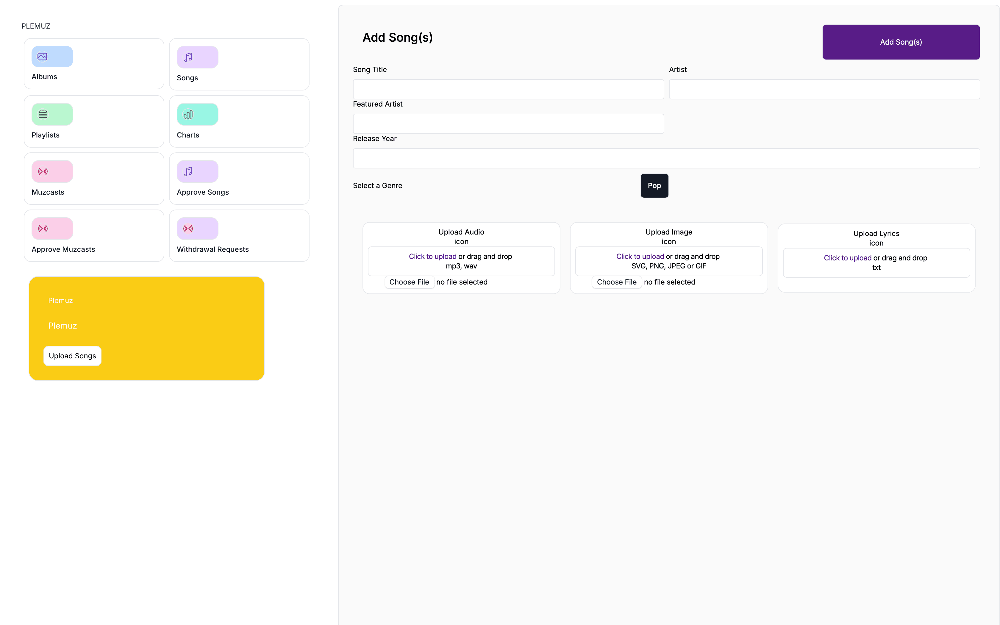 PlayMuse Administration Panel preview
